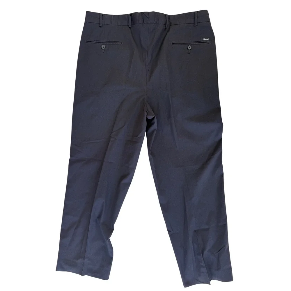 Vintage Faconnable Mens Pleated Dress Chino Pants 38 Navy Business Formal Office